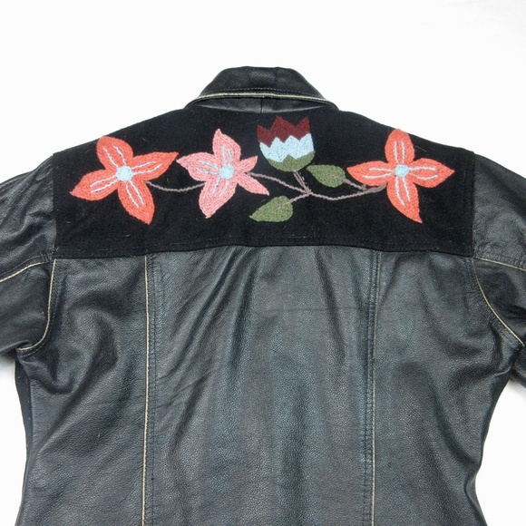 VTG Genuine Leather Boho Biker Jacket, Sz M L - Picture 9 of 9
